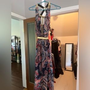 Luxury Floor Length Dress, low back w front cutout